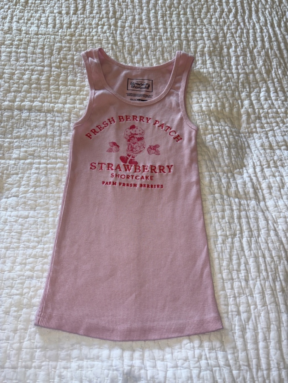 Isaac Morris Girls Strawberry Shortcake Pink Ribbed Tank Dress S Gently Loved